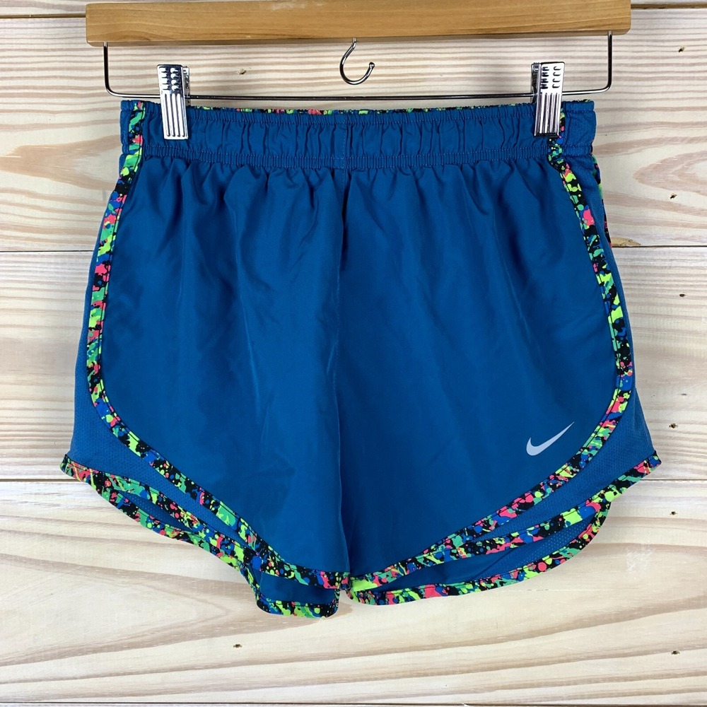 Nike Running Shorts Womens Small Retro Teal Paint Splatter Dri Fit